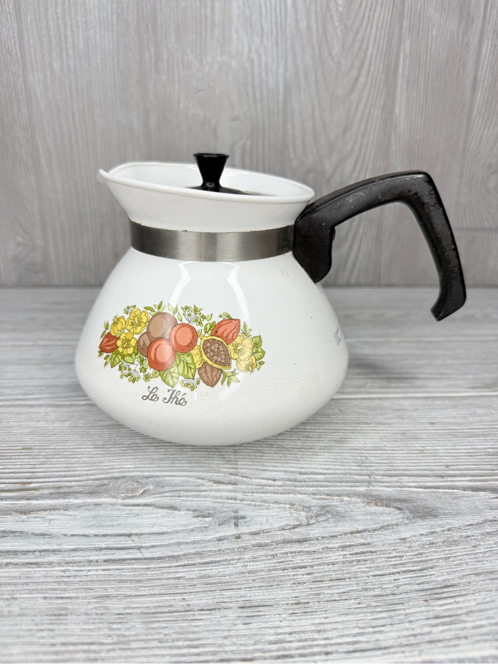 Vintage Corning Ware 6 Cup Coffee Tea Pot P-104-8 Spice of Life Lid collectable